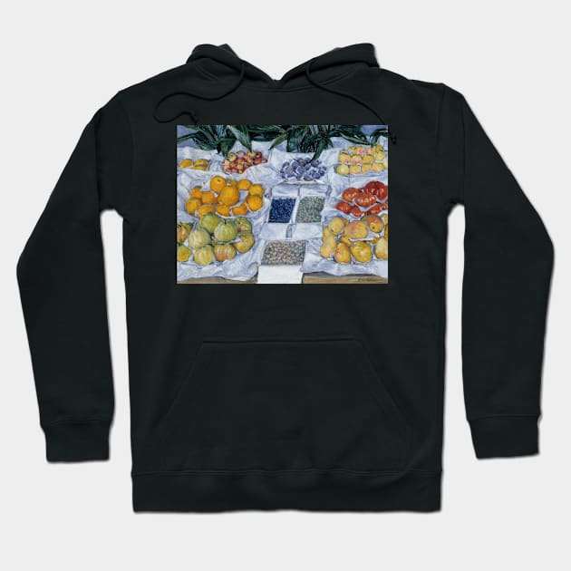 Fruit Displayed on a Stand by Gustave Caillebotte Hoodie by Classic Art Stall